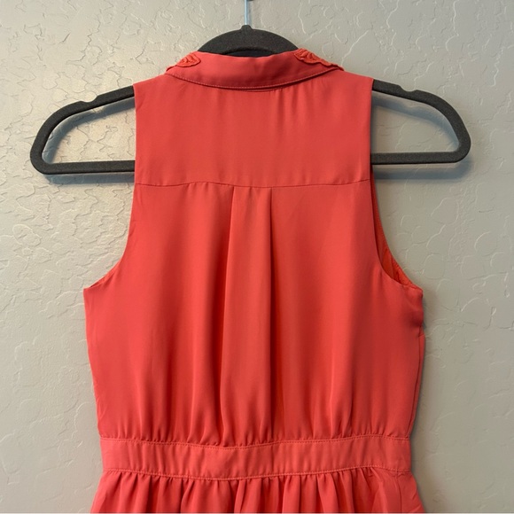 ⭐️LC Lauren Conrad salmon coral color sleeveless dress with lace collar size 0 - Picture 11 of 16